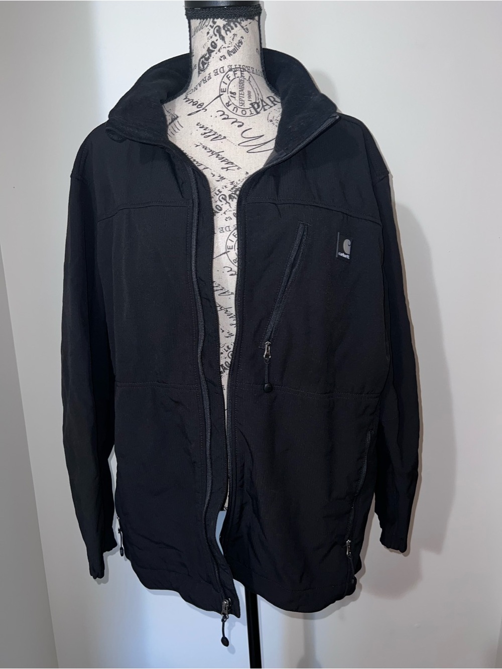 Carhartt J250 Black Softshell Jacket Men's Large Fleece Lined Workwear Coat